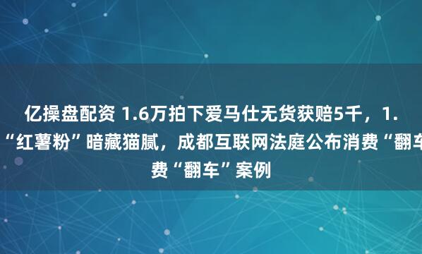 亿操盘配资 1.6万拍下爱马仕无货获赔5千,1.16元的“红薯粉”暗藏猫腻,成都互联网法庭公布消费“翻车”案例